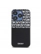 DKNY iPhone 14 Pro Case Card Pocket Leather Repeat Pattern Black