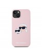 Karl Lagerfeld iPhone 14 Hülle Magsafe Case Karl + Choupette Heads Rosa Pink