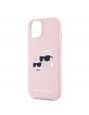 Karl Lagerfeld iPhone 14 Case Magsafe Cover Karl + Choupette Heads Pink