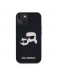 Karl Lagerfeld iPhone 14 Case Magsafe Cover Karl + Choupette Heads Black