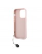 Karl Lagerfeld iPhone 14 Pro Case Saffiano Rhinestone Charm Pink