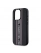Karl Lagerfeld iPhone 15 Pro Max Case Saffiano Stripe Strap Black