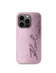 Karl Lagerfeld iPhone 15 Pro Hülle Case Signature Script Rosa Pink