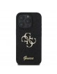 Guess iPhone 16 Pro Hülle Case Cover Fixed Glitter 4G Metal Logo Schwarz