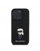 Karl Lagerfeld iPhone 16 Pro Max Case Fixed Glitter Metal Ikonik Black