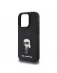 Karl Lagerfeld iPhone 16 Pro Max Case Fixed Glitter Metal Ikonik Black