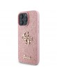 Guess iPhone 16 Pro Max Case Glitter 4G Metal Logo Pink