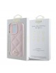 Guess iPhone 16 Pro Max Hülle Case Leather Quilted Rosa Pink