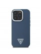 Guess iPhone 16 Pro Case MagSafe Grained Triangle Logo Blue