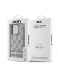 DKNY iPhone 16 Pro Max Case Leather Checkered Pattern and Stripe Beige