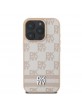 DKNY iPhone 16 Pro Max Case Leather Checkered Pattern and Stripe Pink