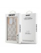 DKNY iPhone 16 Pro Max Case Leather Checkered Pattern and Stripe Pink