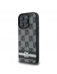 DKNY iPhone 16 Pro Max Case Leather Checkered Pattern and Stripe Black