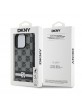 DKNY iPhone 16 Pro Max Case Leather Checkered Pattern and Stripe Black