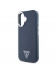 Guess iPhone 16 Case MagSafe Grained Triangle Logo Blue