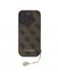 Guess iPhone 16 Pro Hülle Case 4G Charm Braun