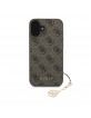 Guess iPhone 16 Plus Hülle Case 4G Charm Braun