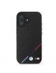 BMW iPhone 16 Case MagSafe M Carbon Tricolor Stripe Black