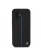 Mercedes iPhone 16 Case Genuine Leather Blue Stripe MagSafe Black