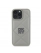 DKNY iPhone 16 Pro Max Case Leather Quilted Stack Logo Grey