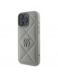 DKNY iPhone 16 Pro Max Case Leather Quilted Stack Logo Grey