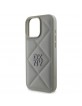 DKNY iPhone 16 Pro Max Case Leather Quilted Stack Logo Grey