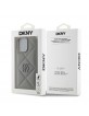 DKNY iPhone 16 Pro Max Case Leather Quilted Stack Logo Grey