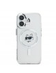 Karl Lagerfeld iPhone 16 Hülle Case Choupette Head Metal Frame MagSafe Transparent