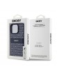 DKNY iPhone 16 Pro Max Case Leather Repeat Pattern Tonal Stripe Blue