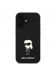 Karl Lagerfeld iPhone 16 Case Fixed Glitter Metal Ikonik Black