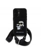 Karl Lagerfeld iPhone 16 Hülle Case Crossbody Saffiano Card Slot Strap Schwarz