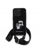 Karl Lagerfeld iPhone 16 Pro Max Hülle Case Crossbody Saffiano Card Slot Strap Schwarz