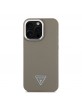 Guess iPhone 16 Pro Hülle Case MagSafe Grained Triangle Logo Braun