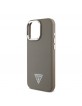 Guess iPhone 16 Pro Hülle Case MagSafe Grained Triangle Logo Braun