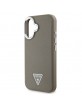 Guess iPhone 16 Case MagSafe Grained Triangle Logo Brown