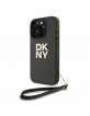 DKNY iPhone 16 Pro Max Case Leather Stack Logo Wrist Strap Green