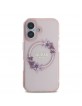 Guess iPhone 16 Case Flowers Ring MagSafe Pink