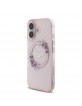 Guess iPhone 16 Case Flowers Ring MagSafe Pink