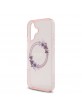 Guess iPhone 16 Case Flowers Ring MagSafe Pink