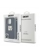 DKNY iPhone 16 Pro Max Case Leather Stack Logo Wrist Strap Black