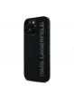 Karl Lagerfeld iPhone 16 Pro Hülle Case 3D Rubber Glitter Logo Schwarz