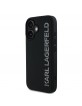 Karl Lagerfeld iPhone 16 Hülle Case 3D Rubber Glitter Logo Schwarz