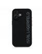 Karl Lagerfeld iPhone 16 Hülle Case 3D Rubber Glitter Logo Schwarz