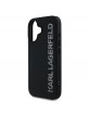 Karl Lagerfeld iPhone 16 Hülle Case 3D Rubber Glitter Logo Schwarz