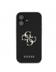 Guess iPhone 16 Hülle Case Grained 4G Metal Logo Schwarz