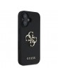 Guess iPhone 16 Hülle Case Grained 4G Metal Logo Schwarz