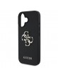 Guess iPhone 16 Hülle Case Grained 4G Metal Logo Schwarz