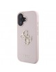 Guess iPhone 16 Hülle Case Grained 4G Metal Logo Rosa Pink