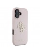 Guess iPhone 16 Hülle Case Grained 4G Metal Logo Rosa Pink