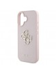 Guess iPhone 16 Hülle Case Grained 4G Metal Logo Rosa Pink